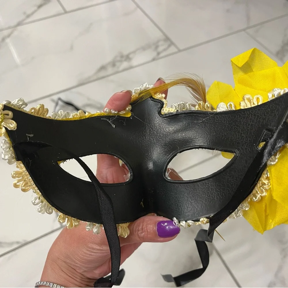 Gold & Yellow Venetian Masquerade Masks - Pair